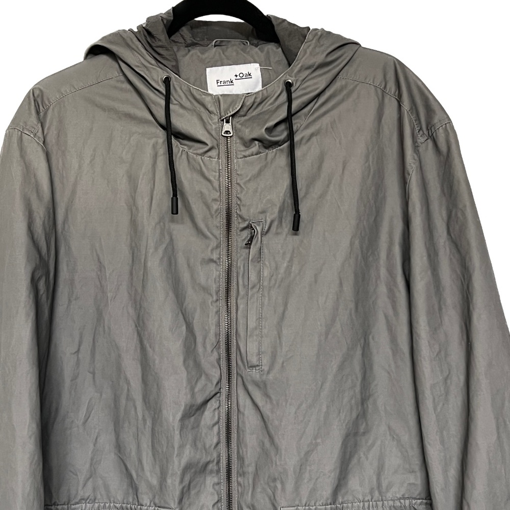 Frank & Oak Men Jacket Gray Full Zipper Hood w Drawstring XL Style 1410016 Lined - Picture 2 of 6